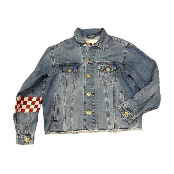 Aviator Nation Denim Live Free Cropped Jean Jacket Size Small - Picture 3 of 6